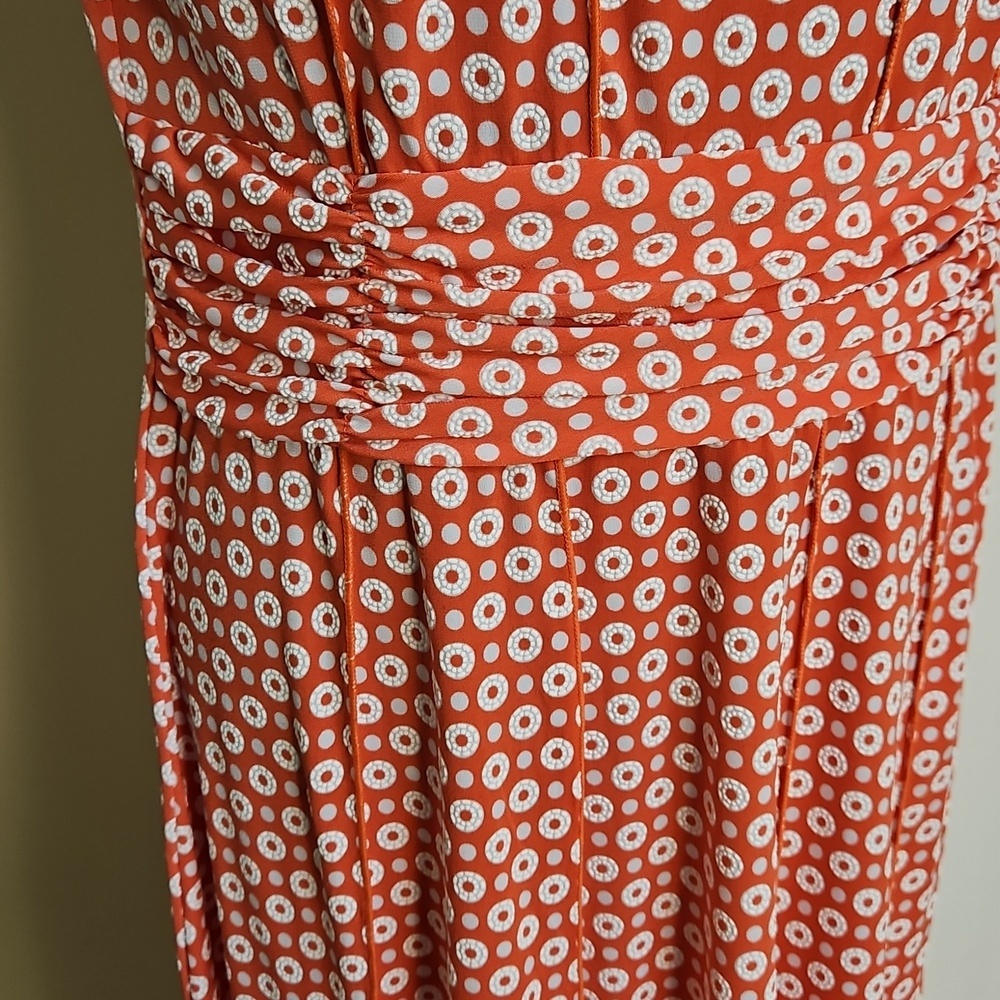 Perceptions Coral Polka Dot  Maxi Dress Size Large - Picture 3 of 7